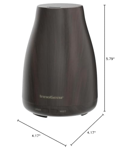 InnoGear Essential Oil Diffuser with Oils – 100ml Gift Set (Dark Wood Grain)