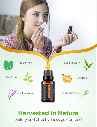 InnoGear Essential Oil Diffuser with Oils – 6-Oil Gift Set (100ml, Grey Wood Grain)