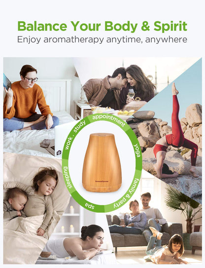 InnoGear Essential Oil Diffuser – Ultrasonic Humidifier, 7-Color LED, 2 Mist Modes, Auto Off, Yellow
