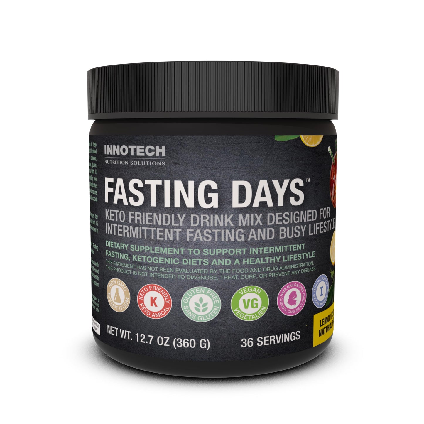 INNOTECH Nutrition Fasting Days Lemon Iced Tea Drink Mix – Intermittent Fasting (360 g) | 42 Ingredients