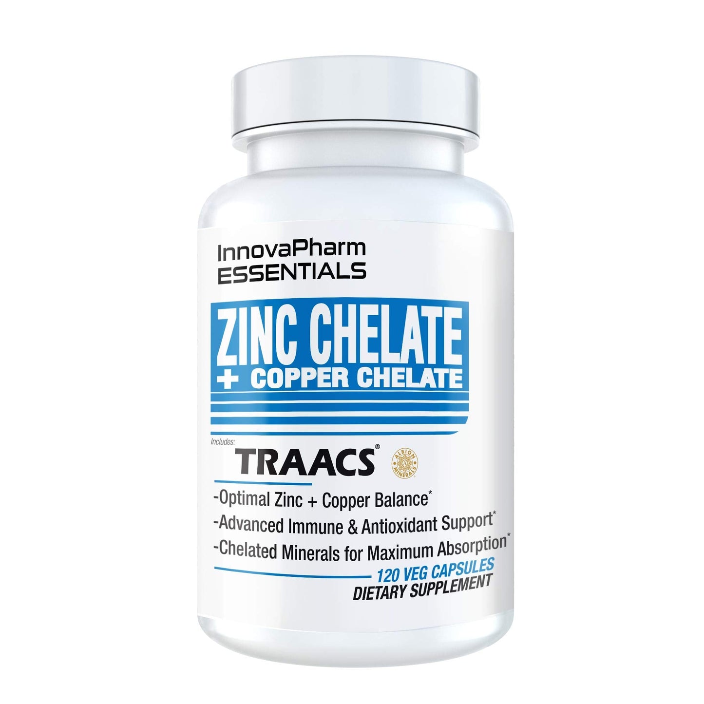 InnovaPharm Zinc Chelate + Copper Chelate - 120 Veg Caps