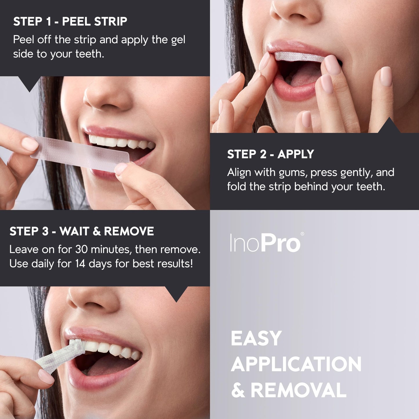InoPro Natural Teeth Whitening Strips Kit – 14 Treatments for Sensitive Teeth (28 Strips) – Peroxide-Free