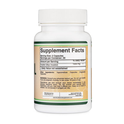 Inositol 1000mg for Women | Myo-Inositol (60 Count) | Double Wood