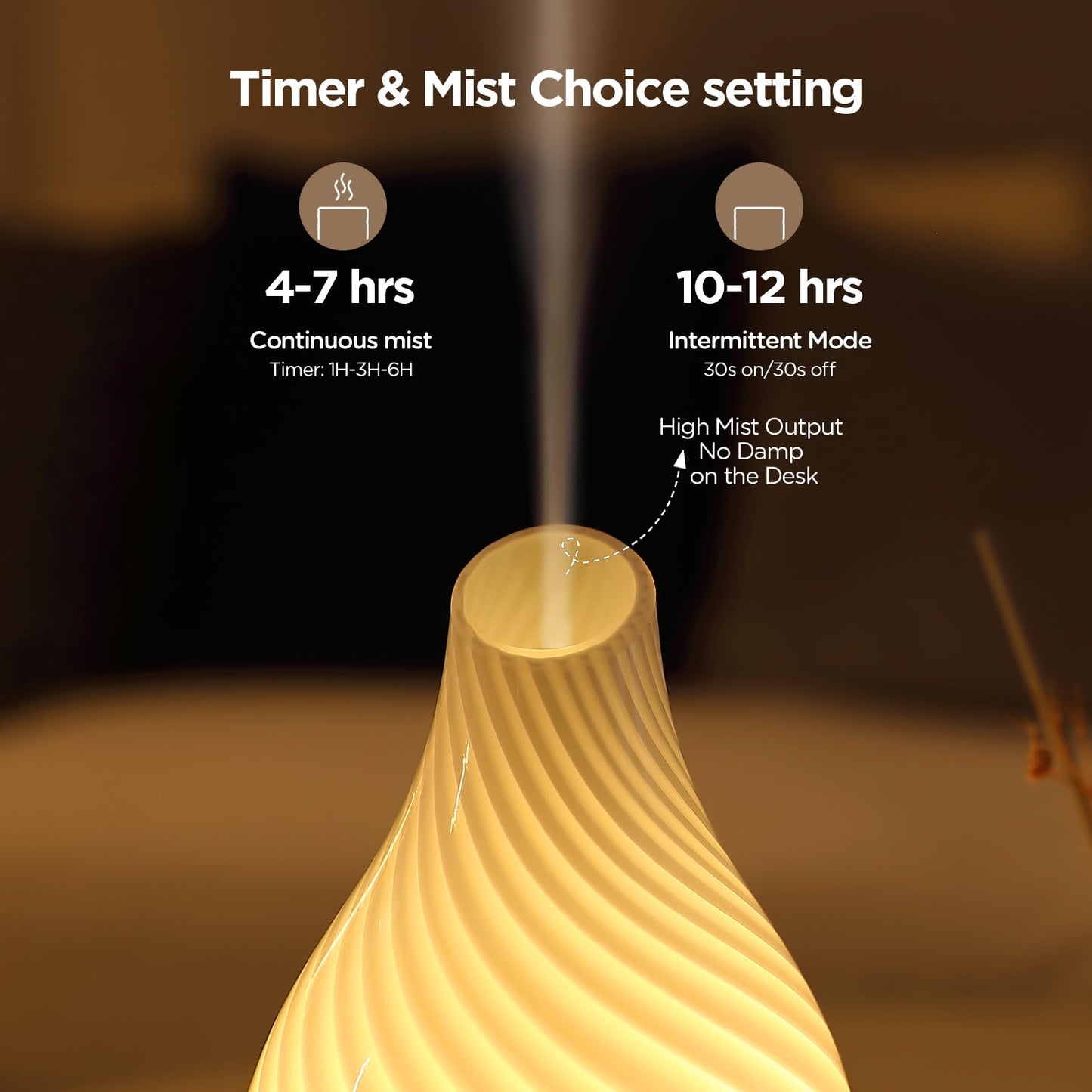 INRORANS Art Glass Diffuser 160ml | Ultrasonic Aromatherapy with 7-Color Night Light