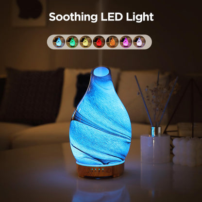 INRORNAS 160ml Essential Oil Diffuser – Art Glass Ultrasonic Diffuser