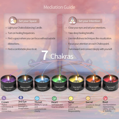 Inspireyes Chakra Candles with Premium Crystals – Luxury Healing Gift Set