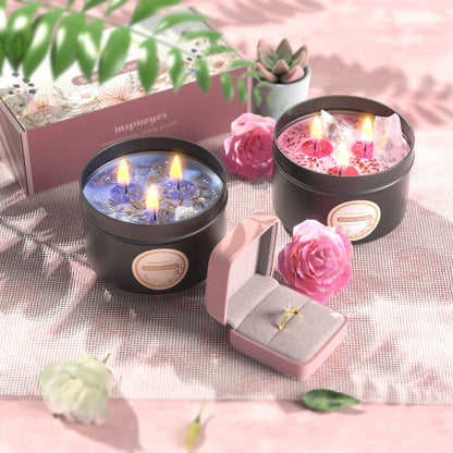 Inspireyes Scented Candles with Crystals – 3 Wick Soy 19 oz