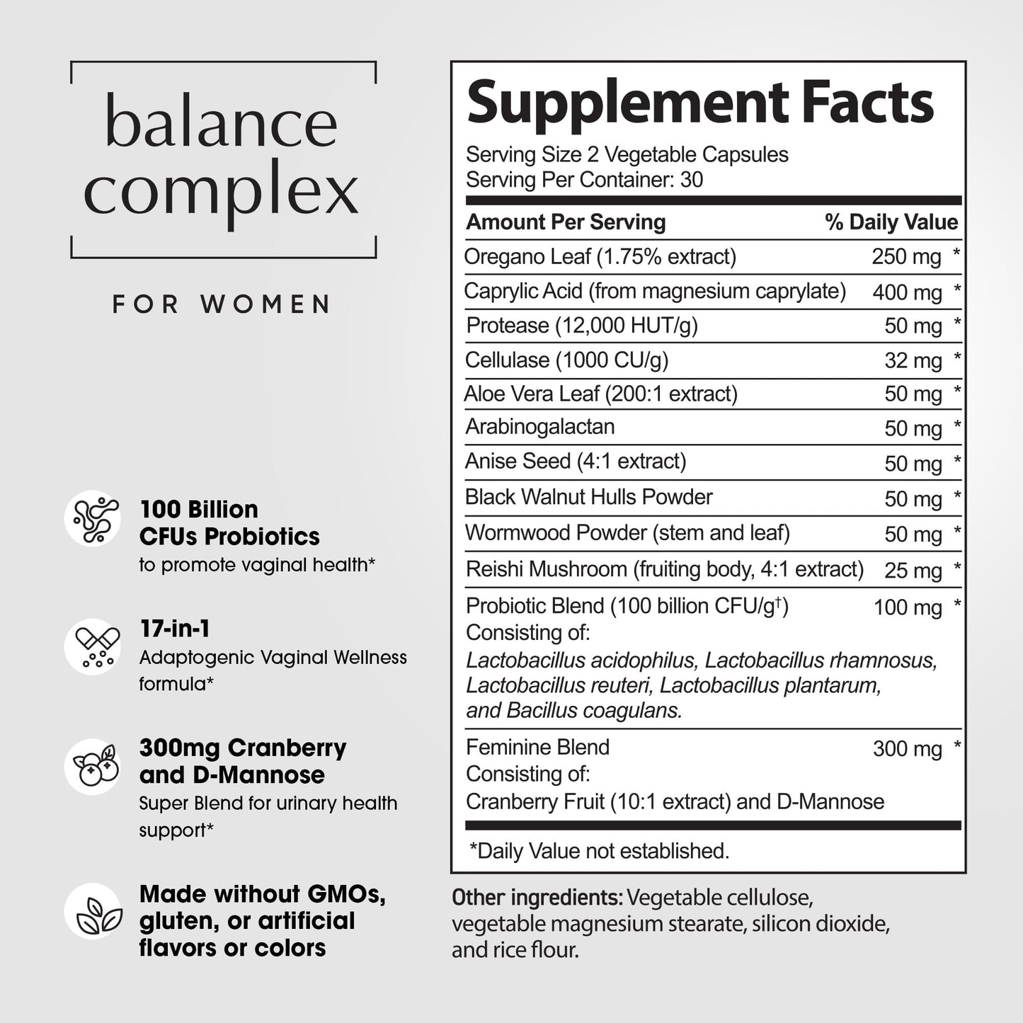 Instant Brands Balance Complex 17-in-1 Probiotics for Women – 100 Billion CFU with Cranberry & D-Mannose | Urinary & Vaginal Health, 60 Capsules