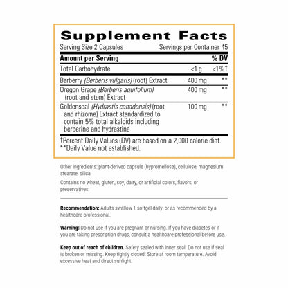 Integrative Therapeutics Berberine Complex - Digestive & Gut Health Supplement | 90 Capsules (45 Servings)