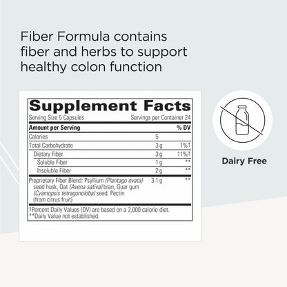 Integrative Therapeutics Fiber Formula – Colon Support, Digestive Health (Dairy-Free & Vegan) 120 Capsules