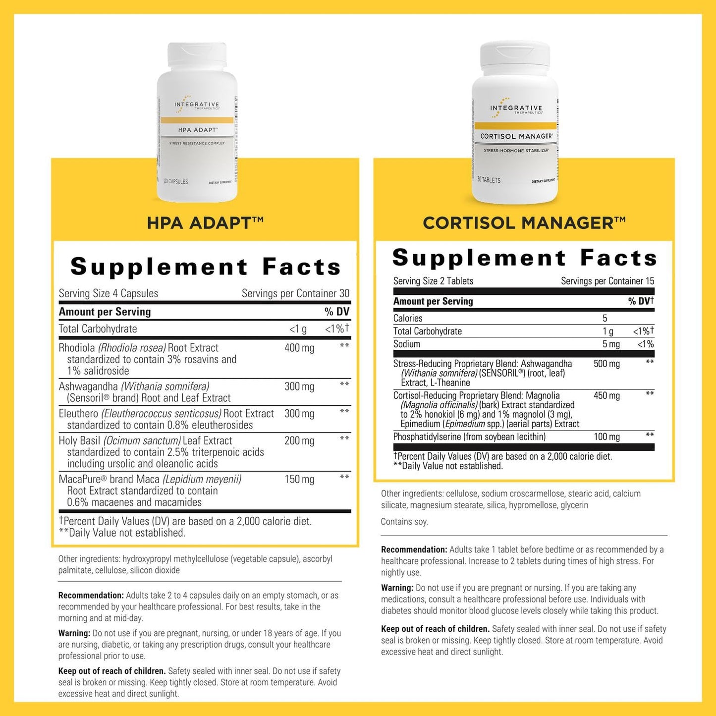 Integrative Therapeutics Cortisol Manager & HPA Adapt – Stress Support Bundle