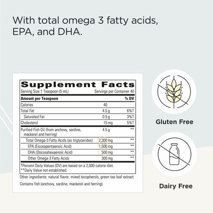 Integrative Therapeutics Pure Omega Liquid Lemon | 6.8 oz, 40 Servings - Heart Health