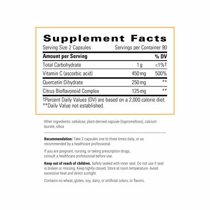Integrative Therapeutics Vitamin C with Quercetin - Immune Support, Antioxidant Activity - Vegan, Gluten-Free & Dairy-Free - 180 Capsules