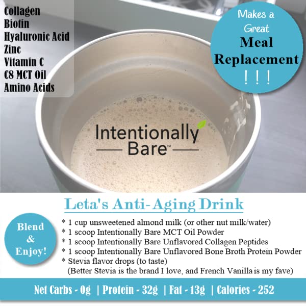 Intentionally Bare Unflavored Collagen Powder – Grass Fed, Non-GMO, 10g Protein, 40 Servings