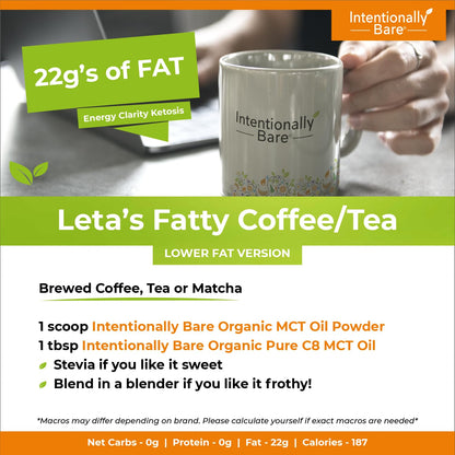 Intentionally Bare Keto MCT Oil Powder – 70% C8 / 30% C10 from Coconut Oil | Unflavored