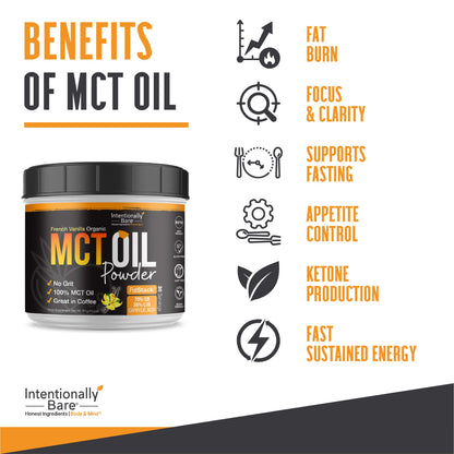Intentionally Bare MCT Oil Powder French Vanilla Coffee Creamer – C8/C10 Keto Energy, 40 Servings
