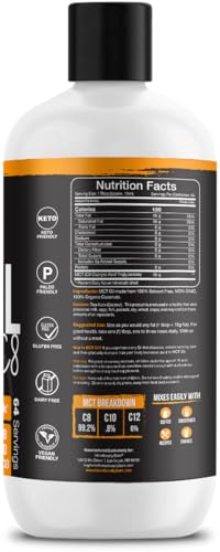 Intentionally Bare Pure C8 MCT Oil Organic – Brain Octane MCT Oil for Keto, Vegan & Paleo Diets – Unflavored 32oz