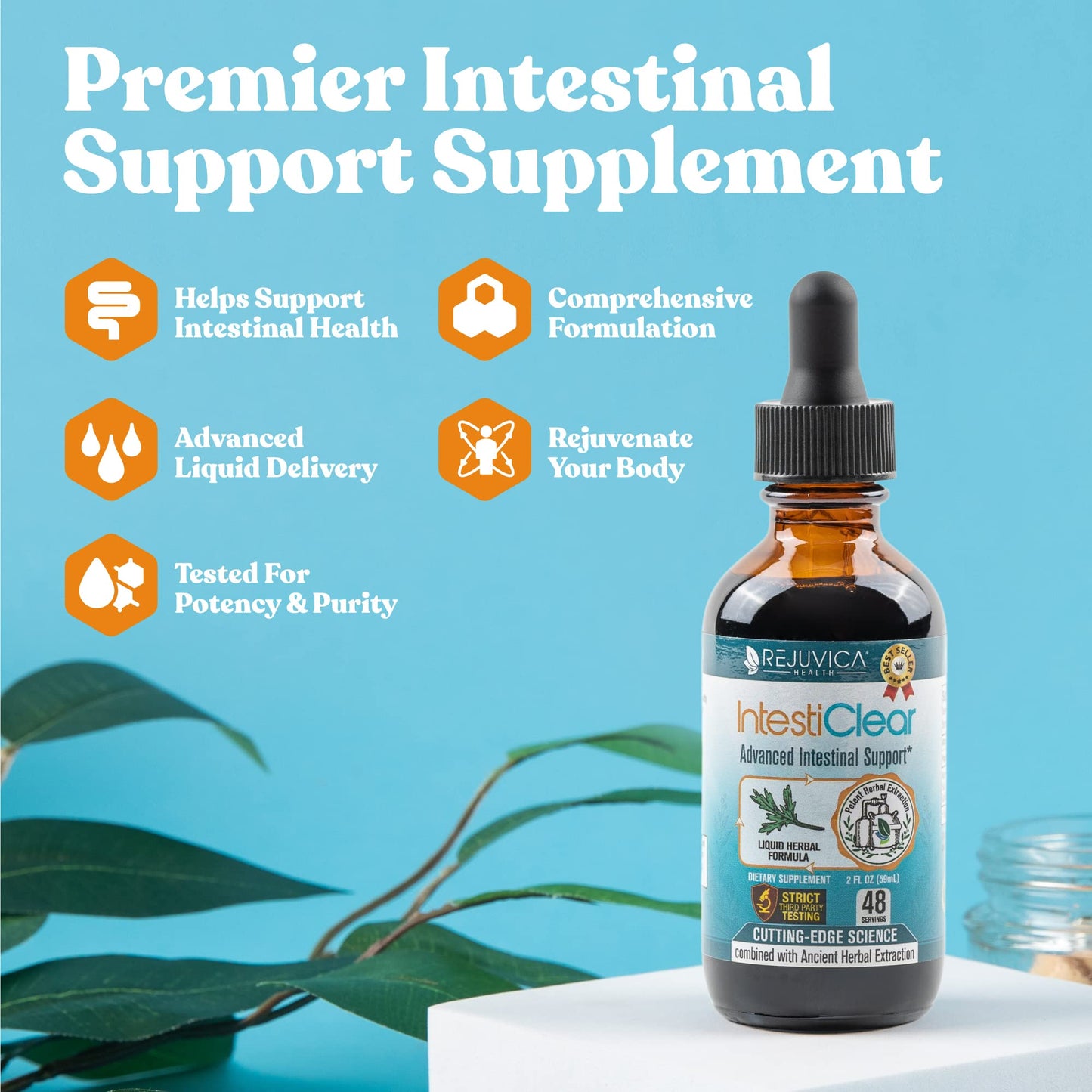 Rejuvica Health IntestiClear – Advanced Herbal Intestinal Cleanse (Liquid Tincture)