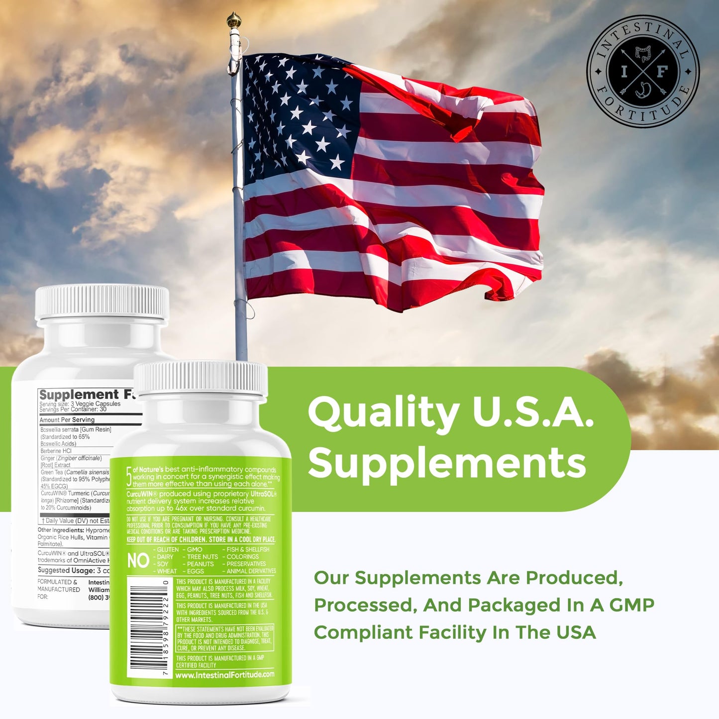Intestinal Fortitude AI-5 Digestive Capsule with CurcuWIN, Turmeric & Ginger – Gut Support (Non-GMO, Dairy Free)
