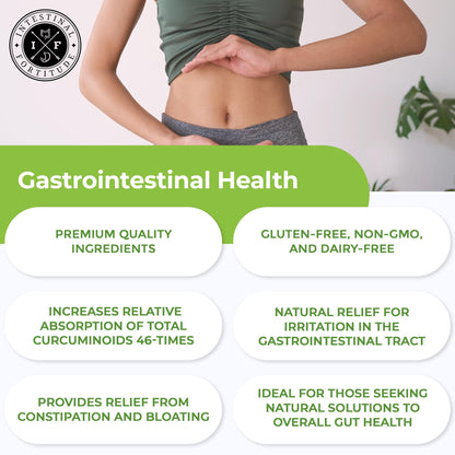 Intestinal Fortitude AI-5 Digestive Capsule with CurcuWIN, Turmeric & Ginger – Gut Support (Non-GMO, Dairy Free)