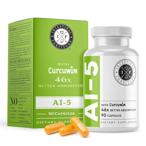 Intestinal Fortitude AI-5 Digestive Capsule with CurcuWIN, Turmeric & Ginger – Gut Support (Non-GMO, Dairy Free)