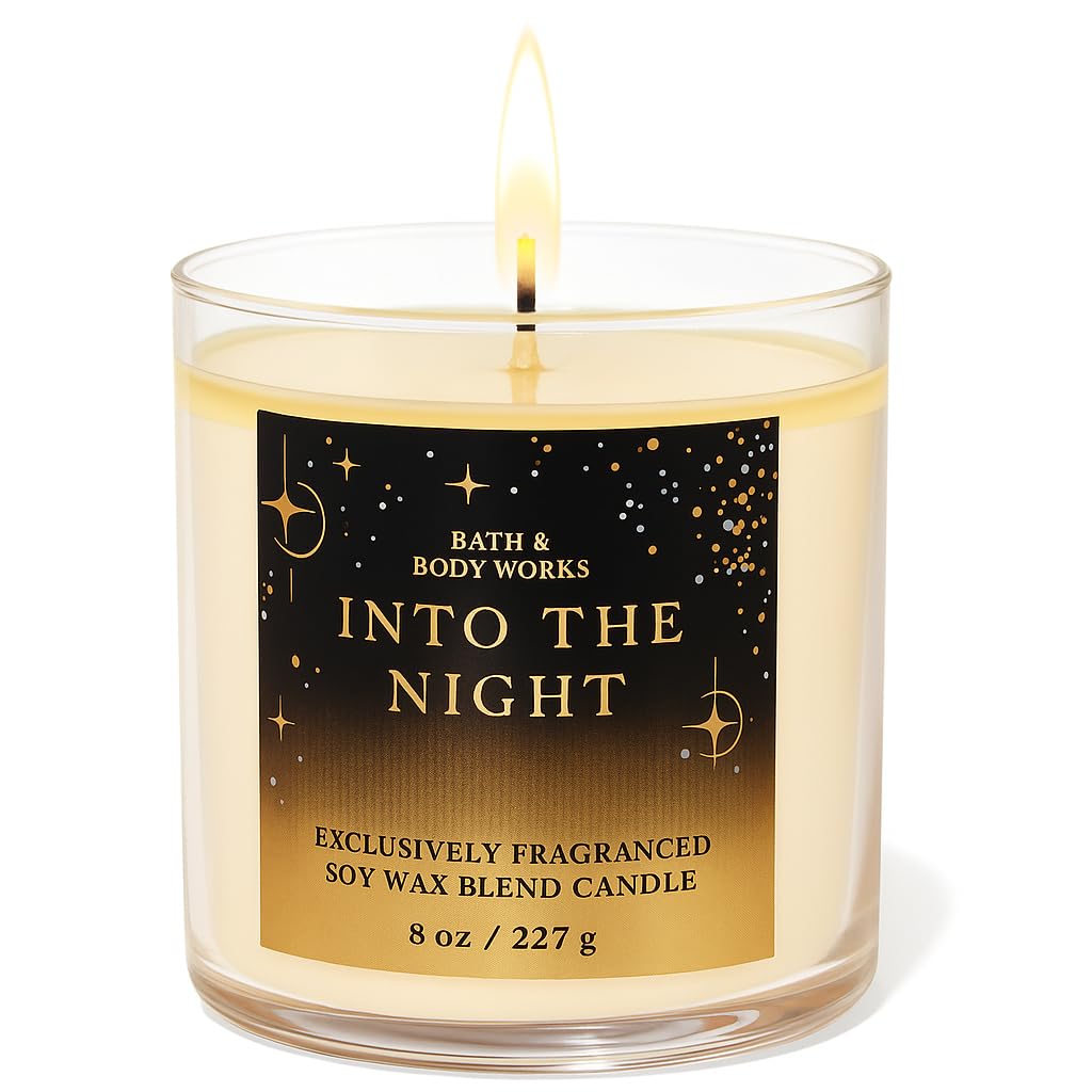 Bath & Body Works Into The Night 8 oz Single Wick Candle – Warm Amber & Raspberry Noir