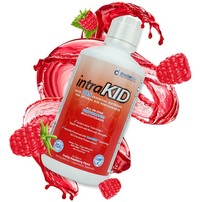 intraKID Drucker Labs Organic Liquid Multivitamin for Kids – Fruity Raspberry, Immune Support, 32 oz