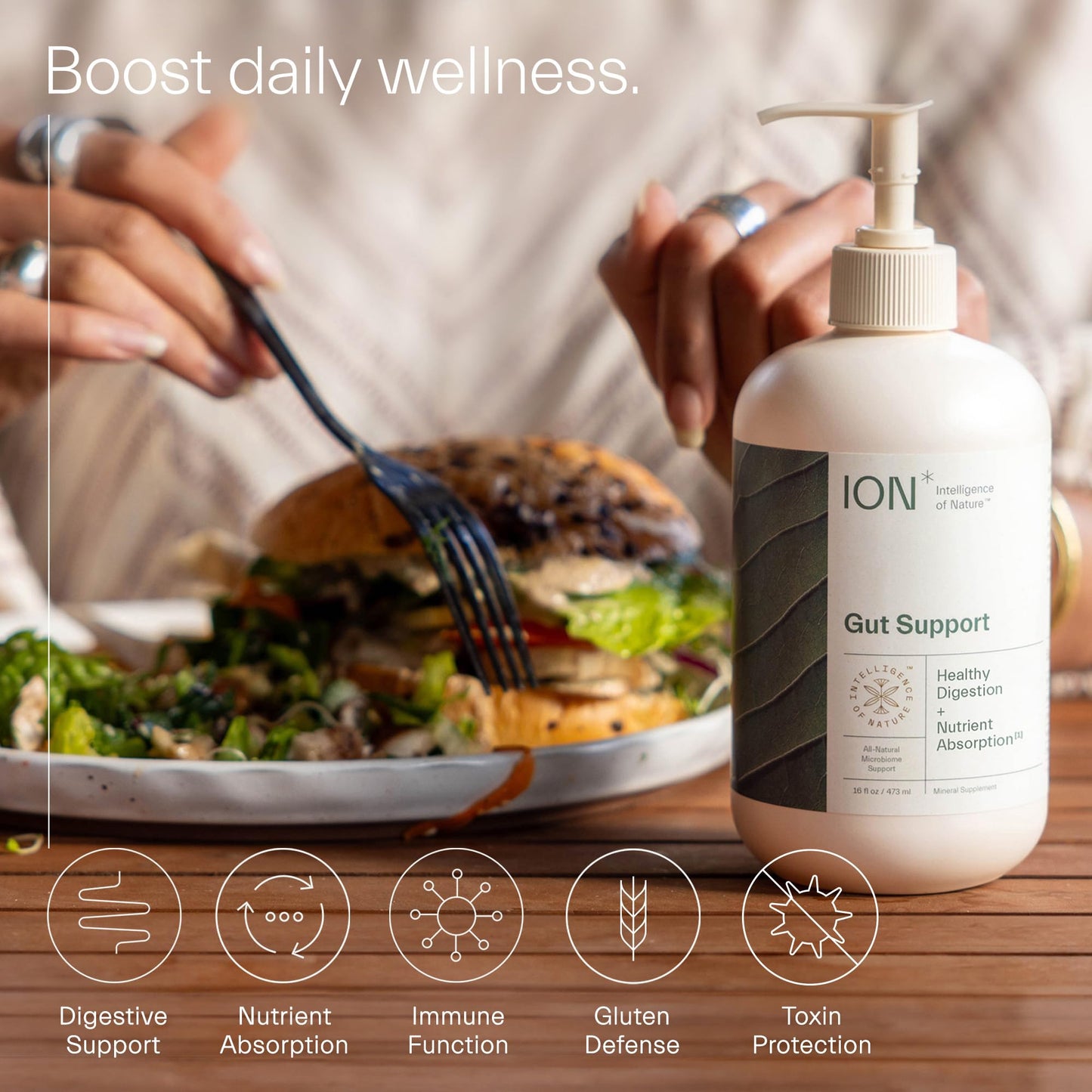 ION* Gut Support Liquid Supplement - Digestive Health & Gut Barrier Support | 16 oz