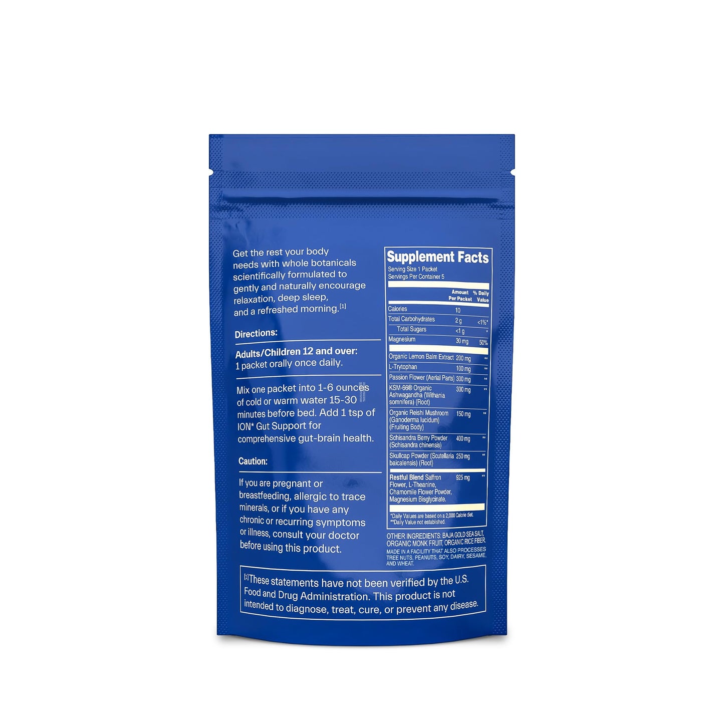ION* Intelligence of Nature Restful Sleep - Ashwagandha Calm Sleep Aid Powder Drink Mix with Magnesium and L-Theanine (5 Packets) for Women and Men