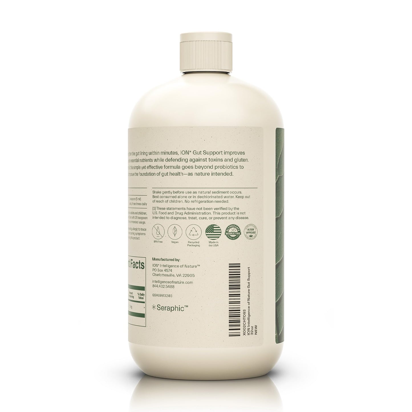 ION* Intelligence of Nature Gut Support Liquid – Digestive Health Drops with Humic Extract, 32 fl oz (Pack of 1)