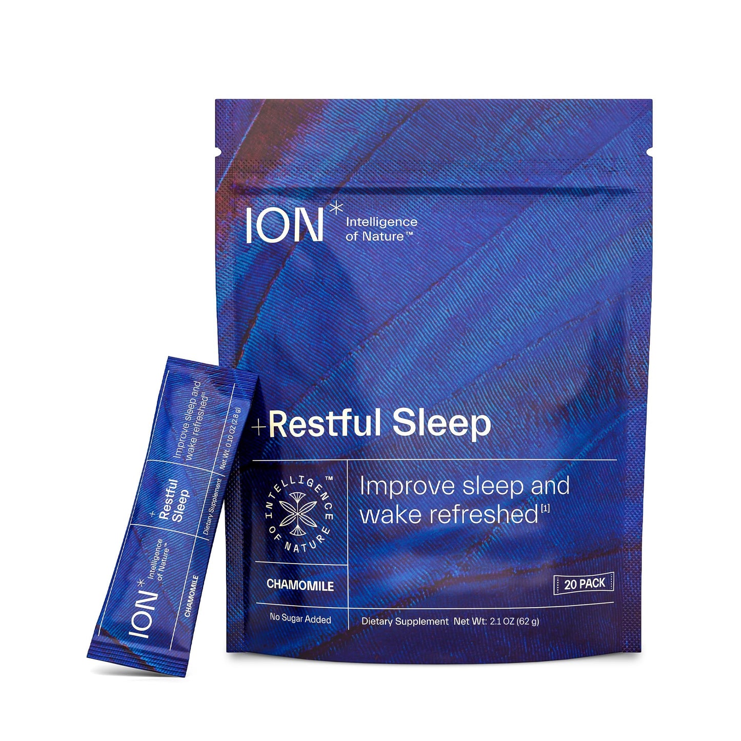 ION* Intelligence of Nature Restful Sleep – Ashwagandha Calm Sleep Aid Powder Drink Mix with Magnesium and L-Theanine for Women and Men – 20 Packets