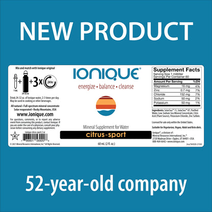 NEW Ionique Mineral Hydration System – Magnesium, Trace Minerals & Electrolytes in 2 oz Liquid Drops