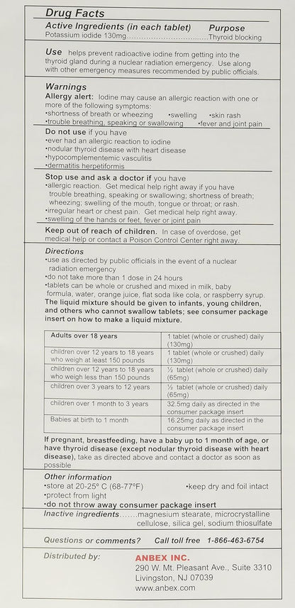 iOSAT Potassium Iodide Tablets 130 mg – 14 Tablets per Pack, 10 Packs