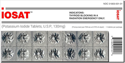IOSAT Potassium Iodide 130 mg - 14 Tablets | Emergency Thyroid Protection