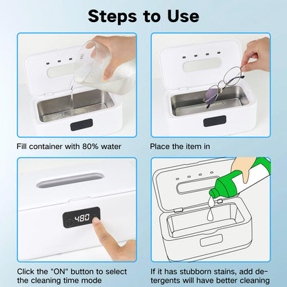 49kHz Ultrasonic Jewelry Cleaner – All-in-One Cleaner for Jewelry & Dentures