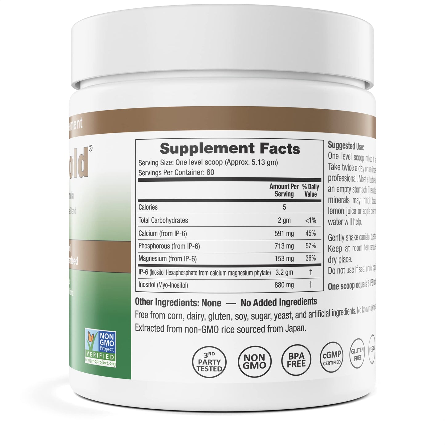 IP6 Gold IP-6 & Myo-Inositol Unflavored Powder, 308 g – Vegan & Non-GMO, Gluten Free