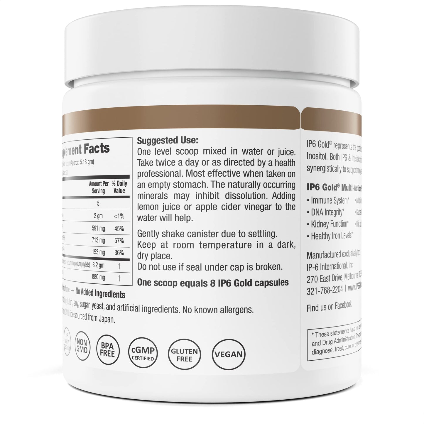 IP6 Gold IP-6 & Myo-Inositol Unflavored Powder, 308 g – Vegan & Non-GMO, Gluten Free