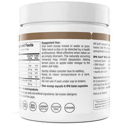 IP6 Gold IP-6 & Myo-Inositol Unflavored Powder, 308 g – Vegan & Non-GMO, Gluten Free