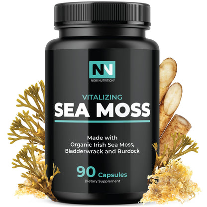 Irish Sea Moss Capsules – Organic Irish Sea Moss, Burdock Root & Bladderwrack 1300mg Complex | 90 Veggie Pills | 45-Day Supply