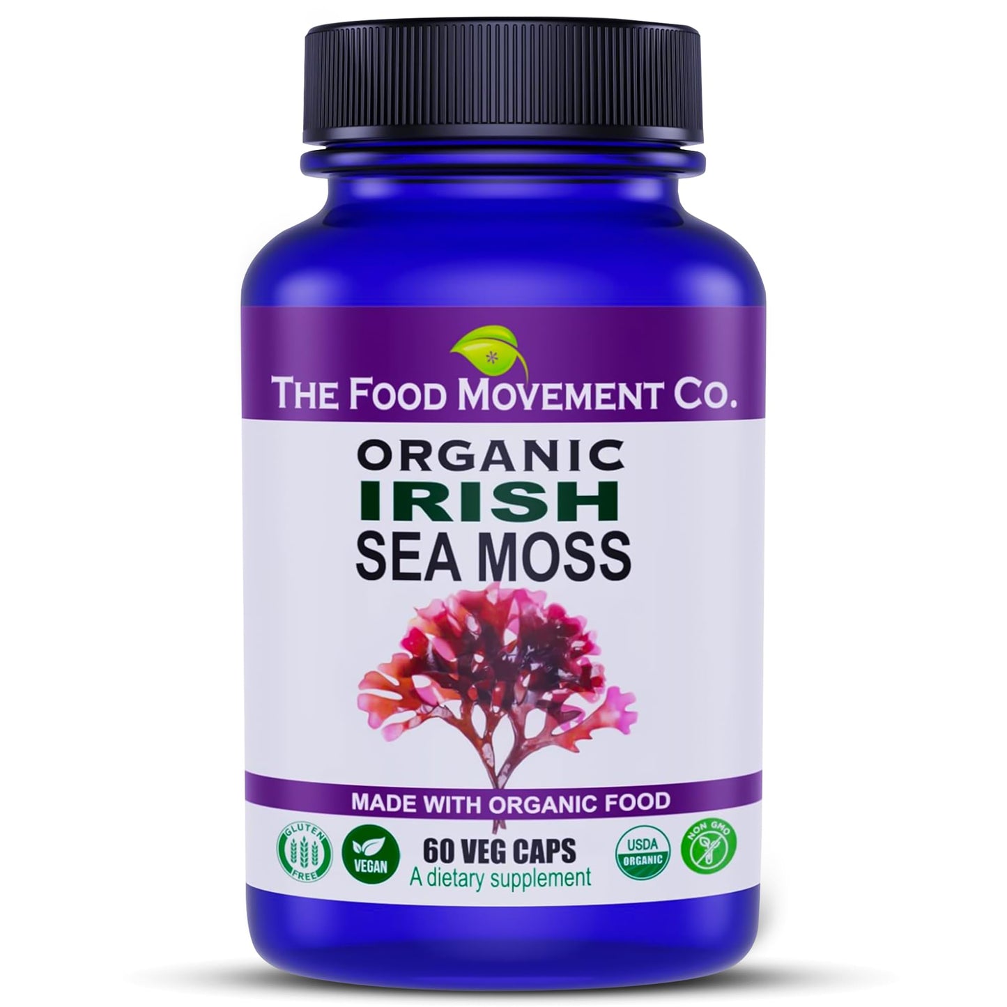 Irish Sea Moss Organic Prebiotic (60 Veg Capsules) – 70+ Trace Minerals