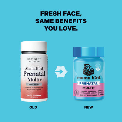 Mama Bird Prenatal Multi+ | Best Nest Wellness – 30+ Nutrients for Baby Brain Health (Vegan, Gluten Free)