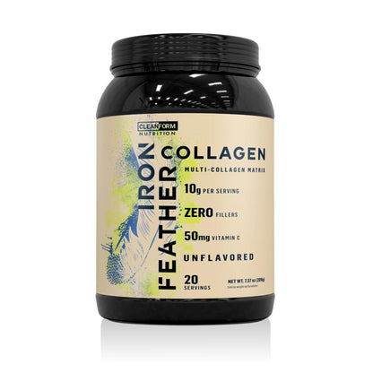 Iron Feather Collagen Powder - Unflavored | Multi-Collagen with Vitamin C | 10g Protein