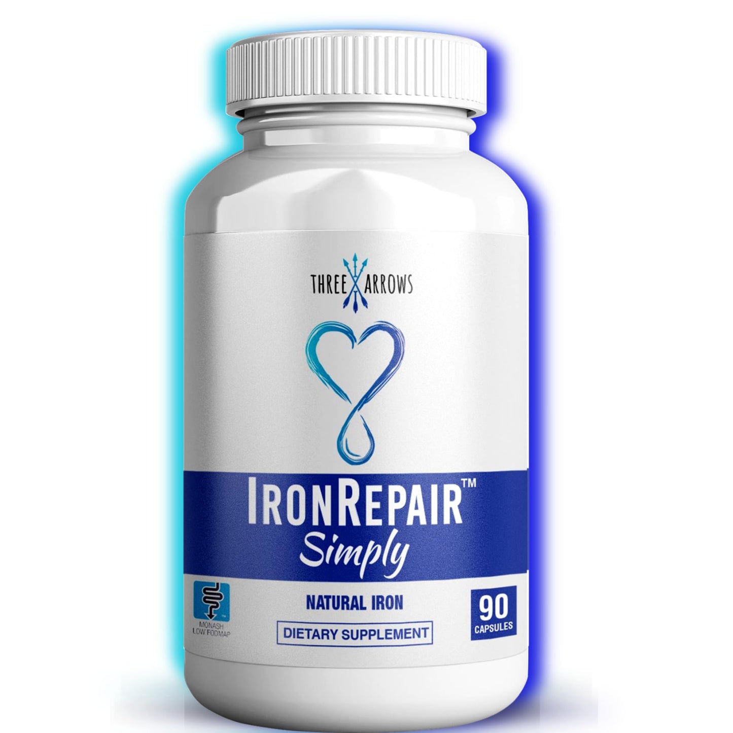 Iron Repair: Natural Iron Supplement with Best Absorption | Gentle on Stomach | Monash Low FODMAP | 90 Capsules