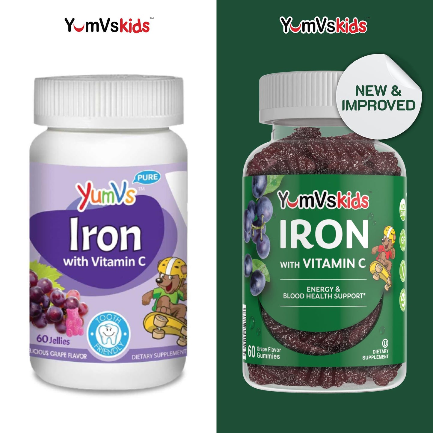 Iron Supplement for Kids – 5 mg Iron Gummies with Vitamin C | Grape Flavor