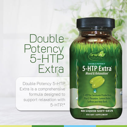 Irwin Naturals Double Potency 5-HTP Extra – 60 Liquid Soft-Gels (Pack of 3) – 90 Servings | Relaxation & Serotonin Production