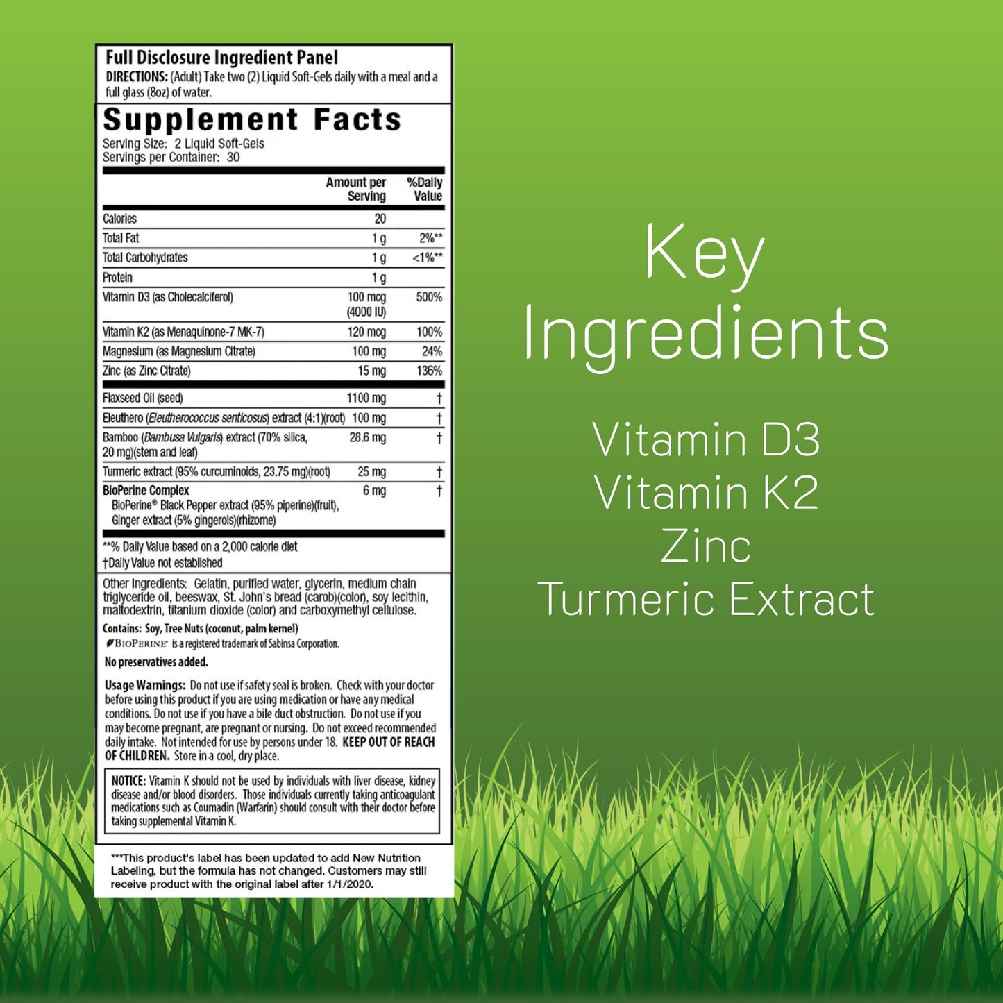 Irwin Naturals High Potency Mega D3 & K2 + Turmeric Extract – 60 Liquid Soft-Gels (Pack of 3) | 90 Total Servings