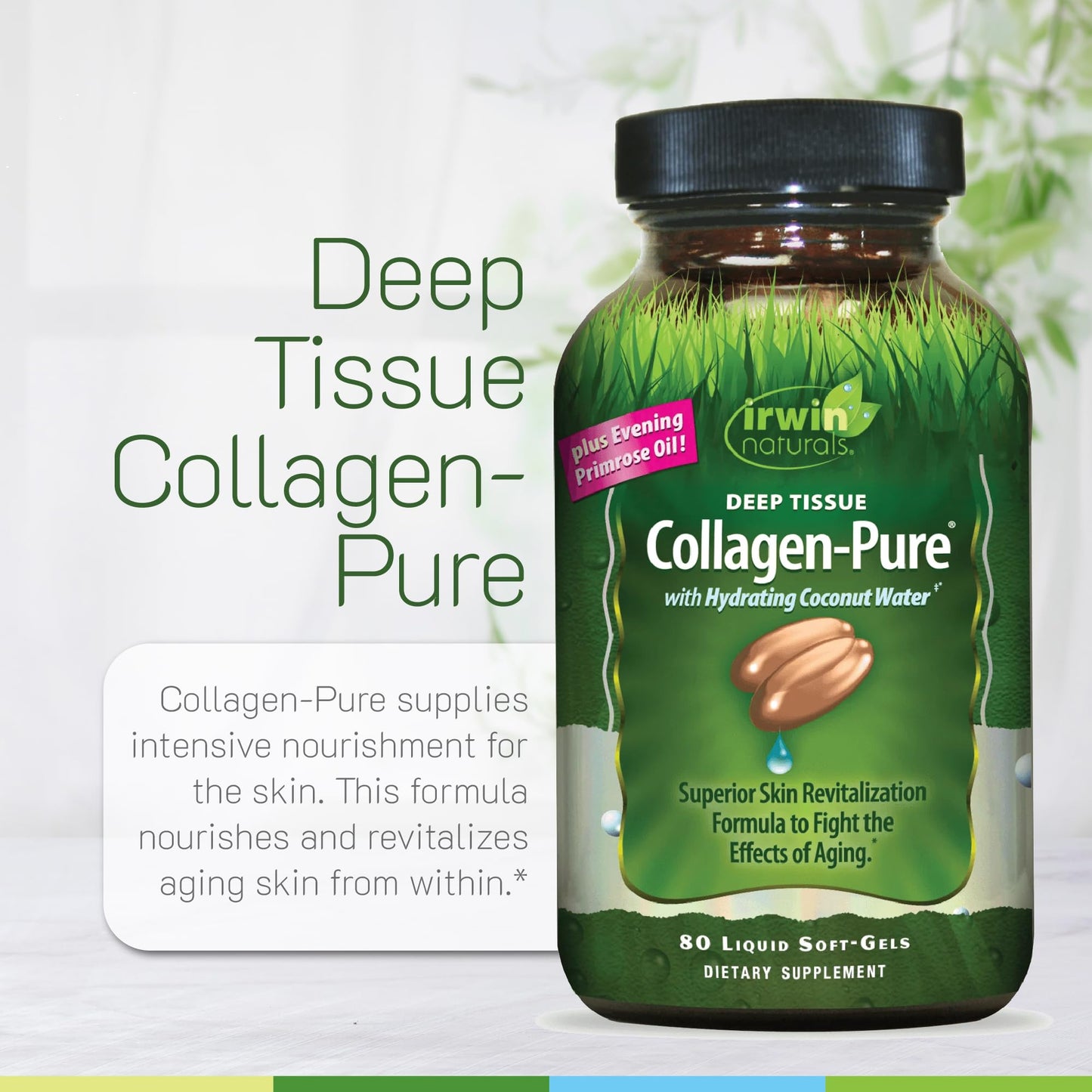 Irwin Naturals Deep Tissue Collagen-Pure – 80 Soft-Gels | Hydrolyzed Collagen for Skin & Joints | 2 Pack