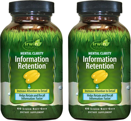 Irwin Naturals Mental Clarity – Information Retention (60 Soft-Gels) 2 Pack | Focus & Memory