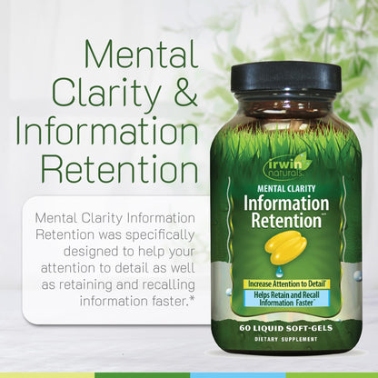 Irwin Naturals Mental Clarity – Information Retention (60 Soft-Gels) 2 Pack | Focus & Memory