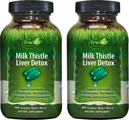 Irwin Naturals Milk Thistle Liver Detox – 60 Liquid Soft-Gels (Pack of 2) for Liver Health